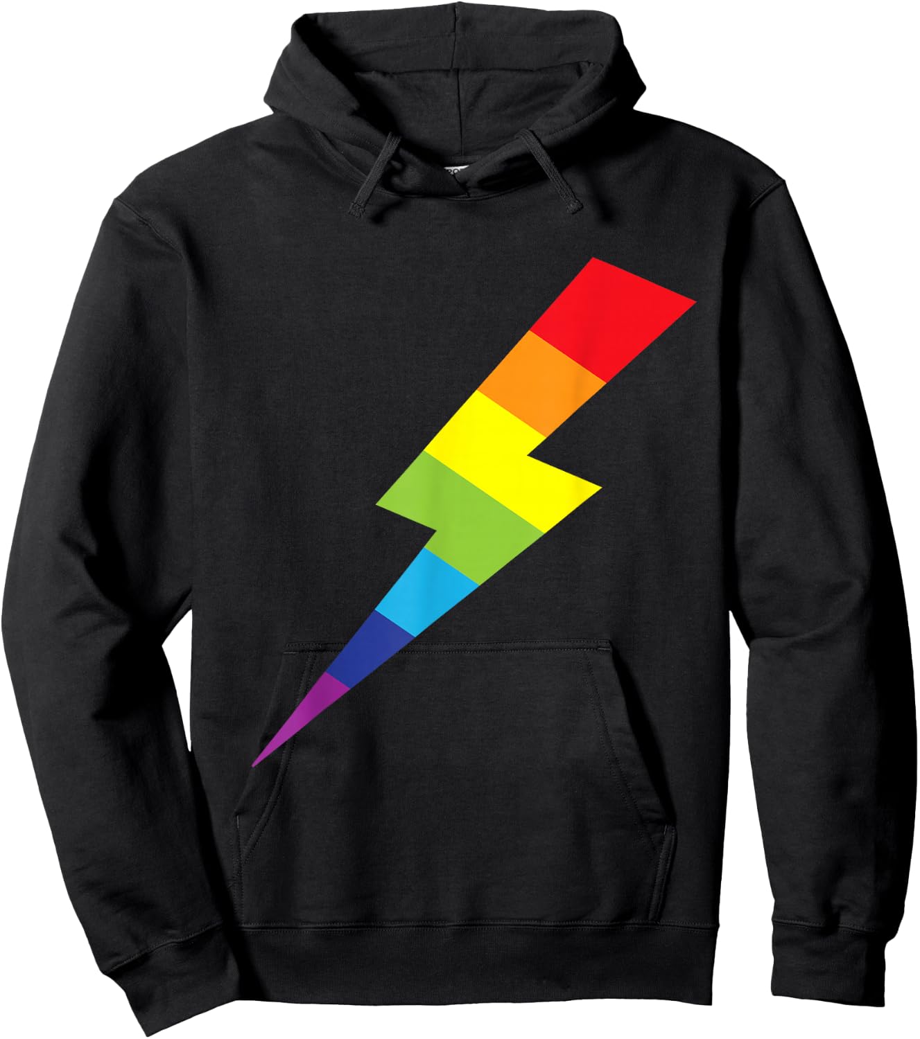 Awesome Rainbow Lightning Bolt Print Hoodie - Hoodie | Black