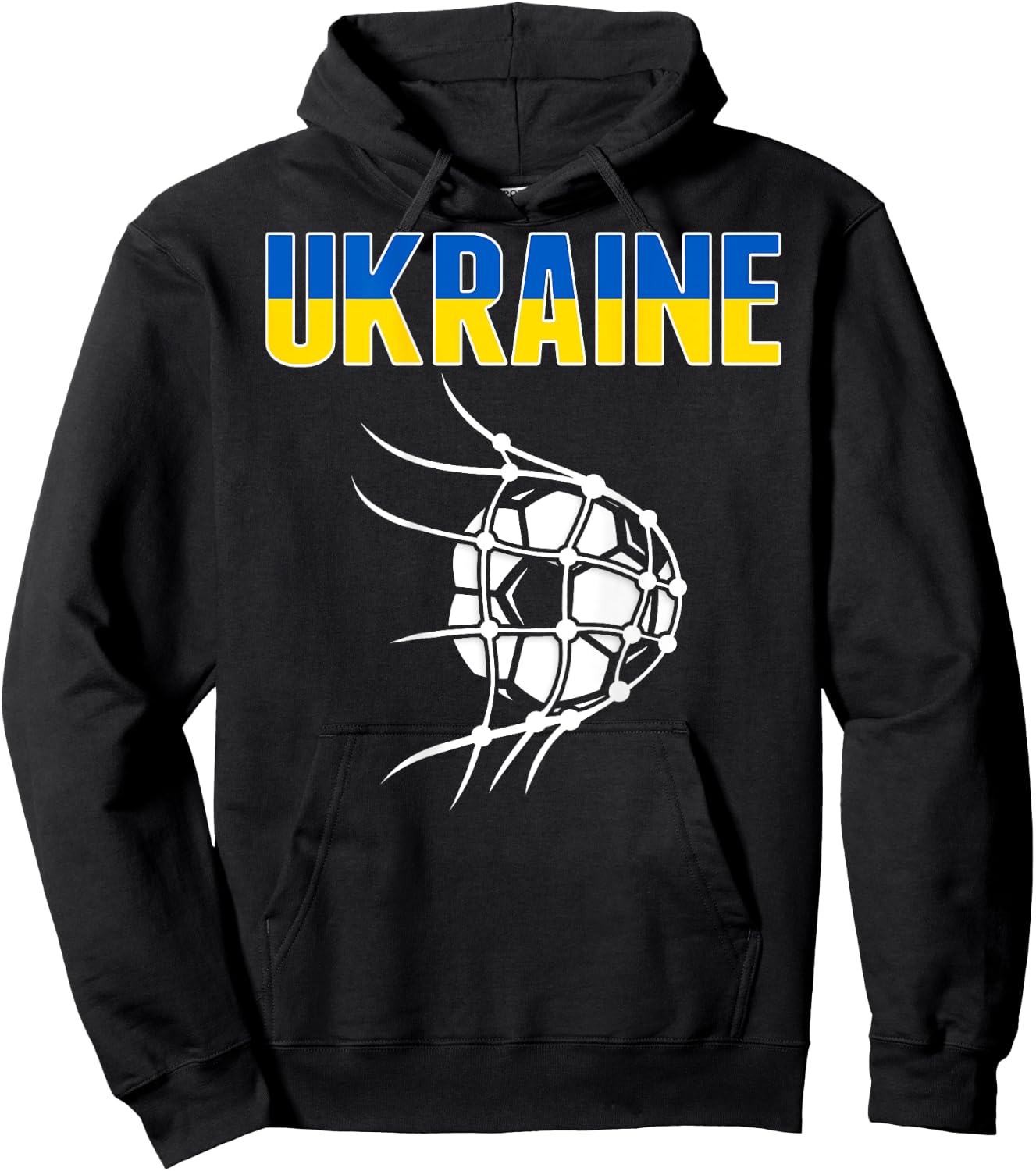 Ukraine Soccer Fans Jersey - Ukrainian Flag Football In Net Hoodie - Hoodie | Black