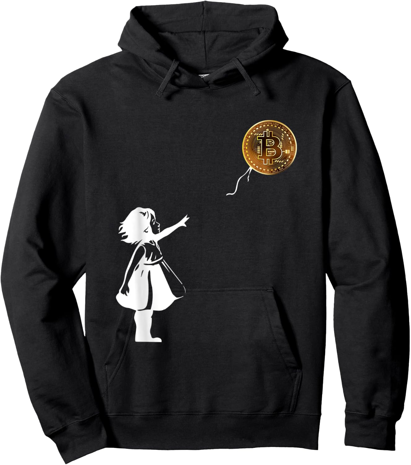 Bitcoin Balloon Girl Chasing A Fying Bitcoin Balloon Hoodie - Hoodie | Black