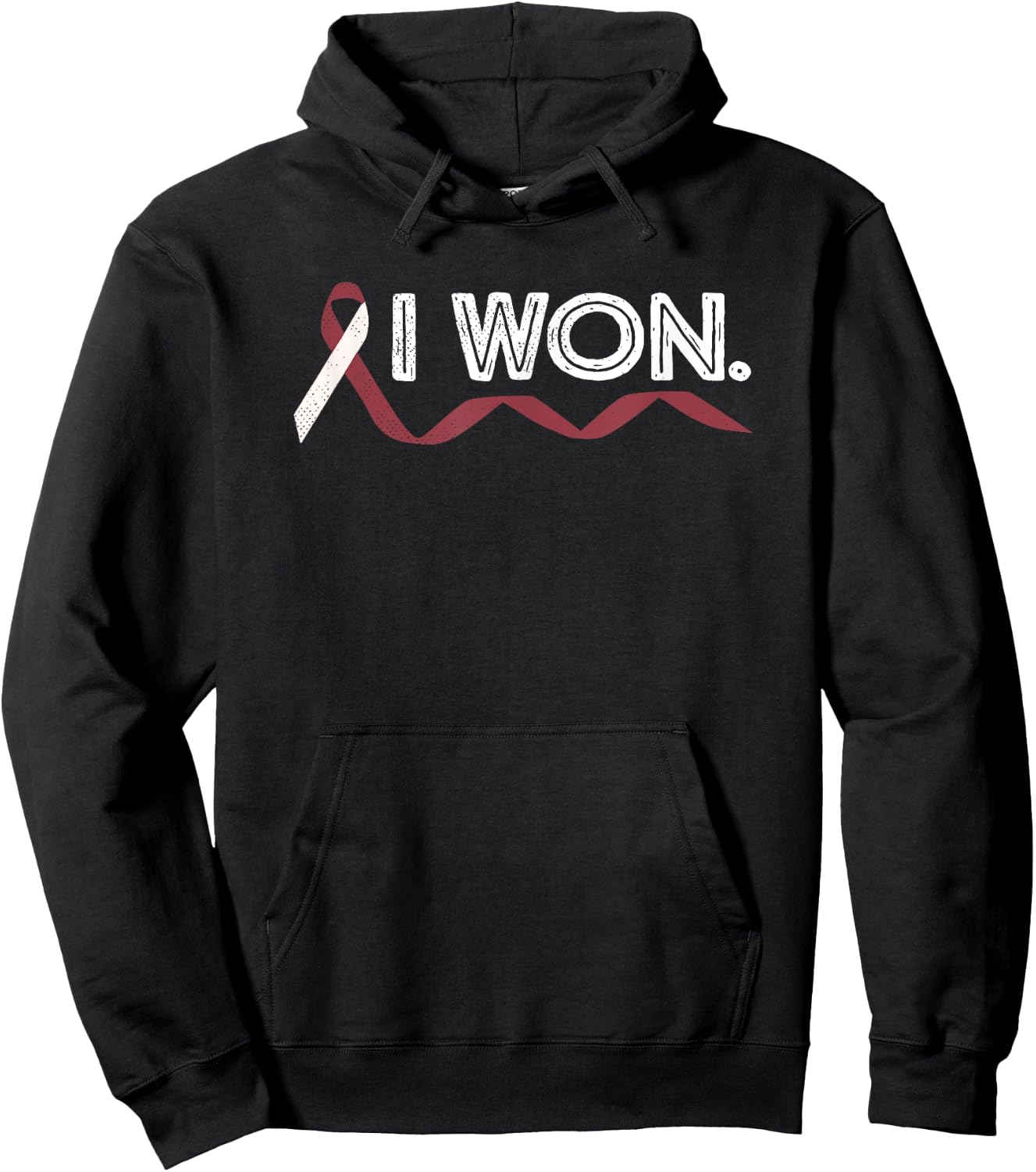 Head And Neck Cancer I Won Burgundy Ribbon Awareness Warrior Hoodie - Hoodie | Black