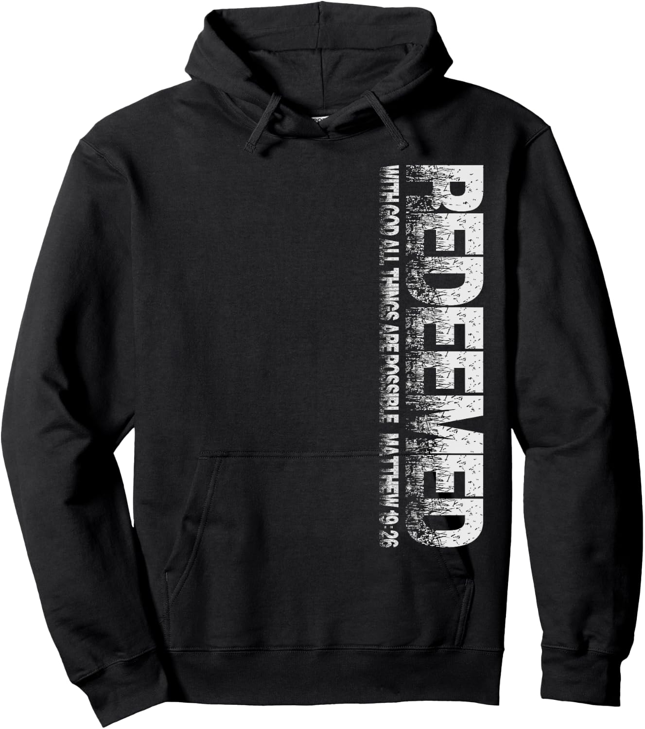 Redeemed Matthew 19:26 Christian Themed Novelty Graphic Hoodie - Hoodie | Black