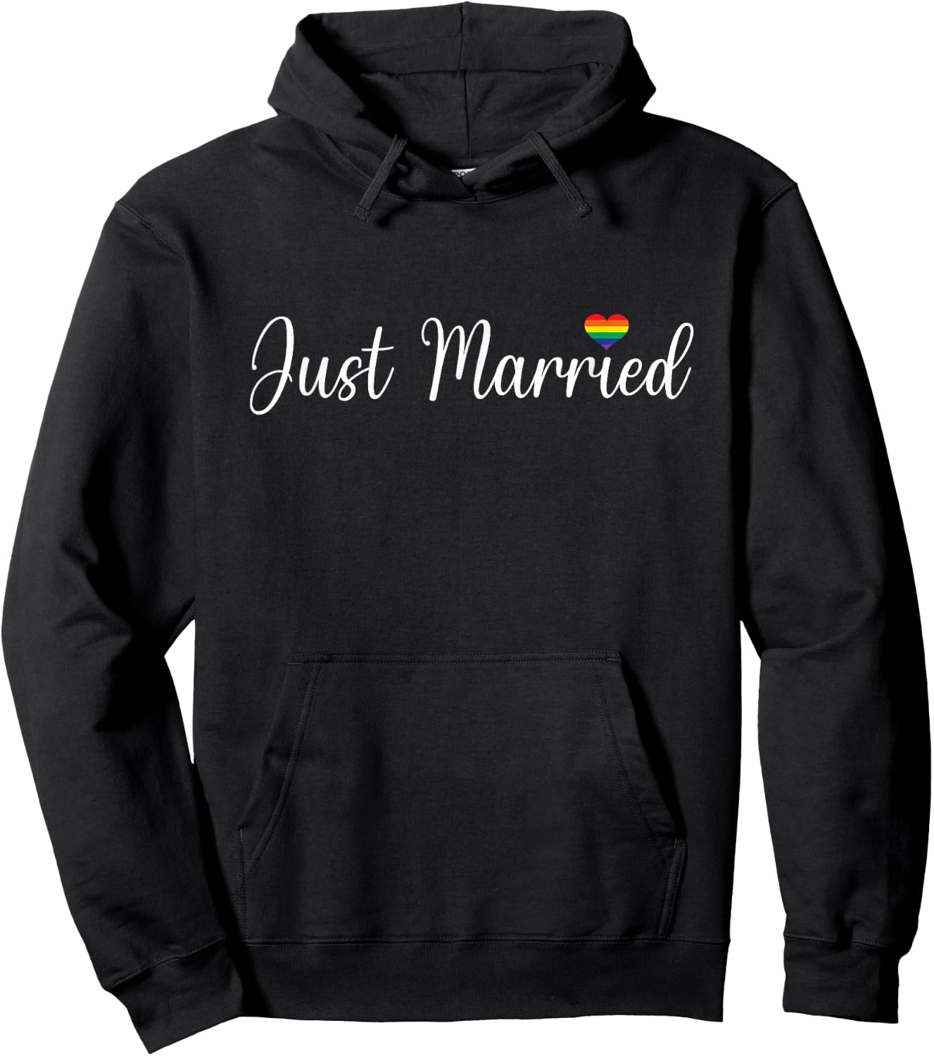 Just Married LGBTQ Gay Wedding Lesbian Bride Gay Husband Hoodie - Hoodie | Black