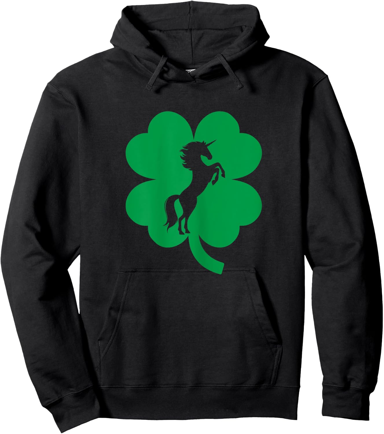 Unicorn Shamrock Four Leaf Clover St Patricks Day Hoodie - Hoodie | Black