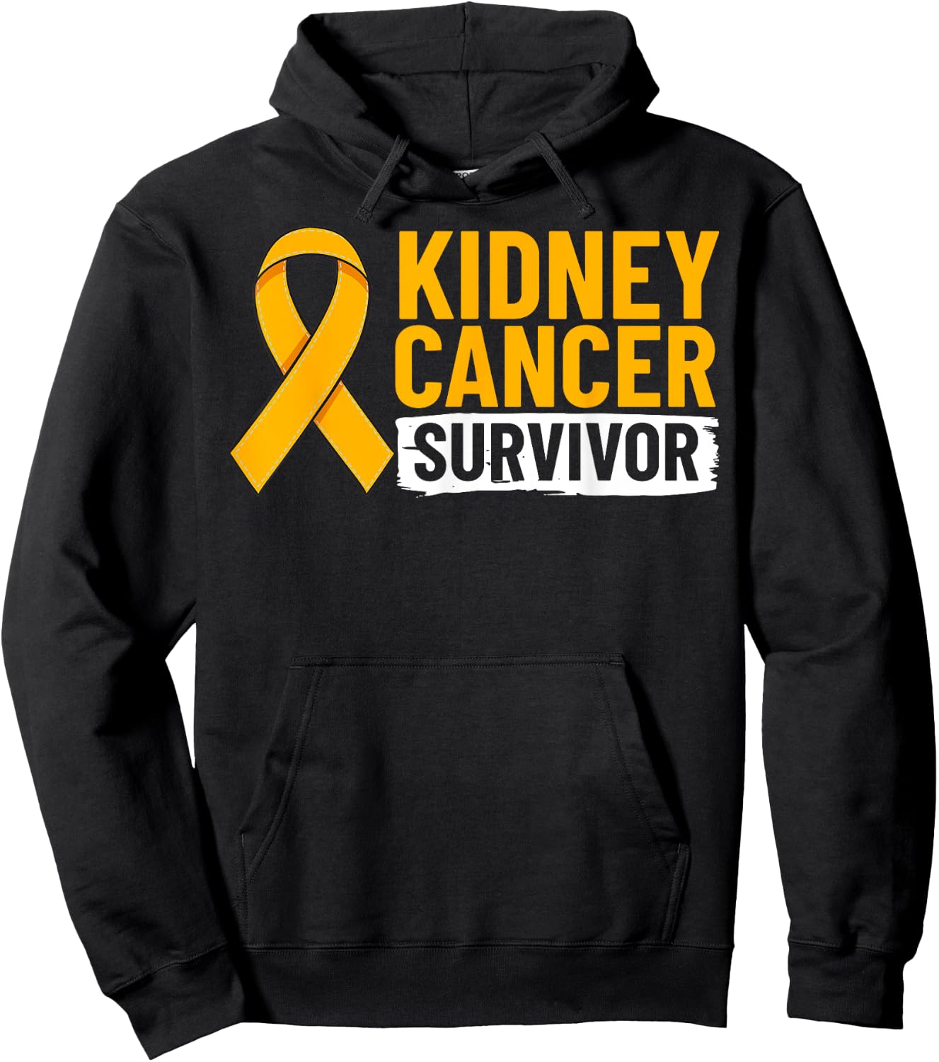 Kidney Cancer Orange Ribbon Awareness Survivor Hoodie - Hoodie | Black