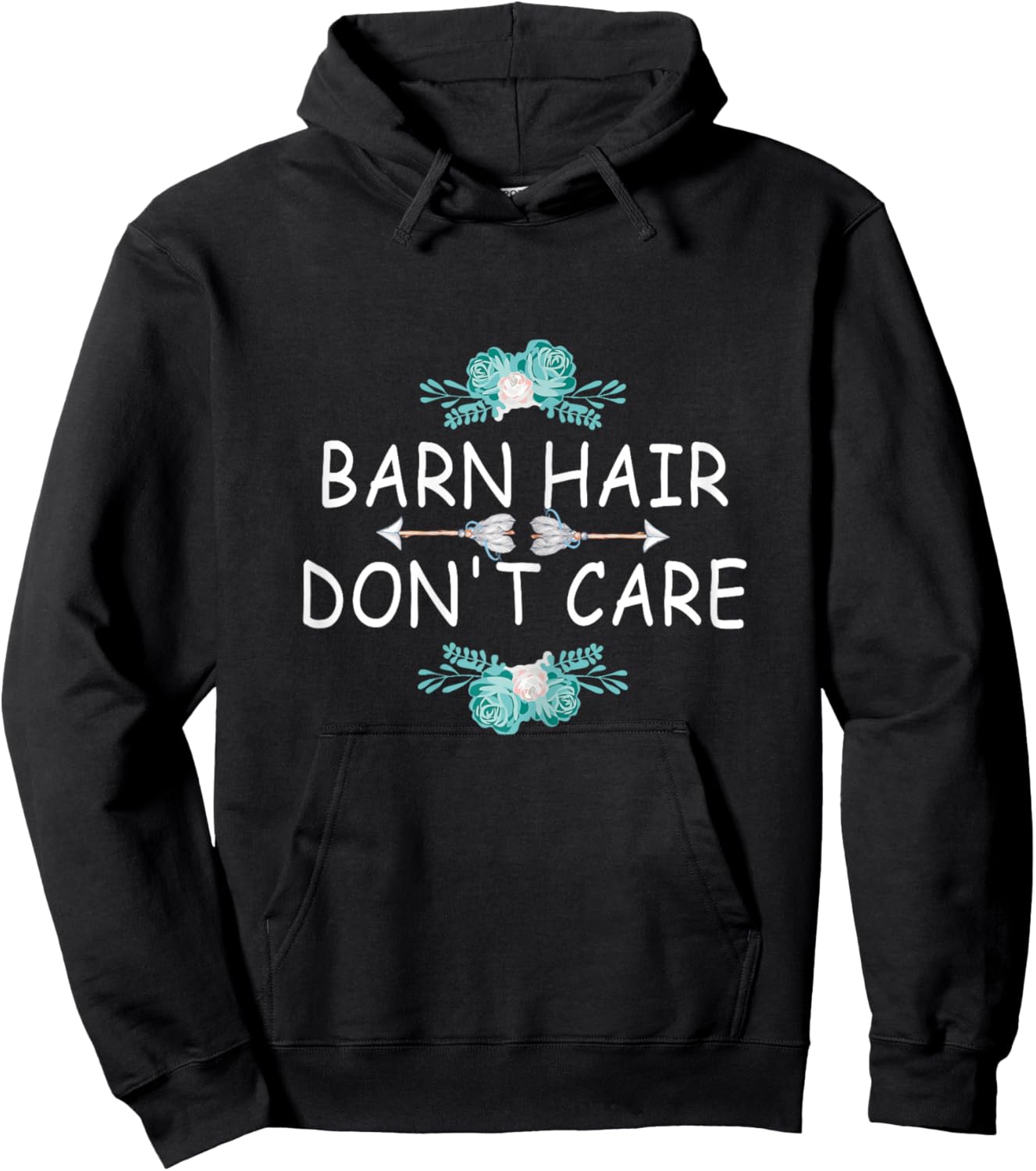 Cowgirl Outfit Teens Girls Horse Riding Barn Hair Don't Care Hoodie - Hoodie | Black