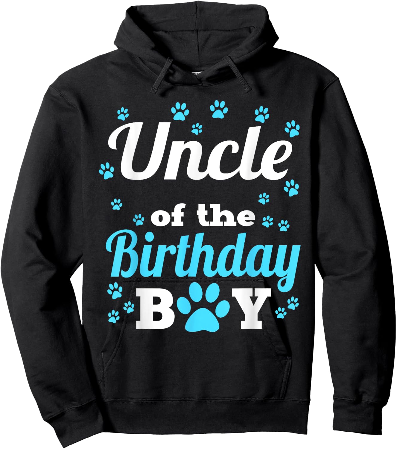 Uncle Of The Birthday Boy Dog Paw Bday Party Celebration Hoodie - Hoodie | Black