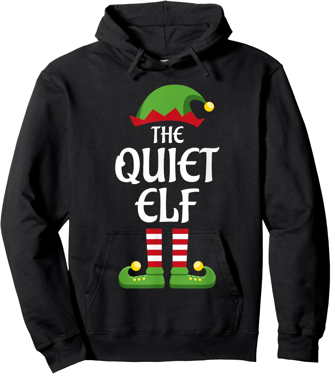 Quiet Elf Family Matching Group Christmas Hoodie - Hoodie | Black