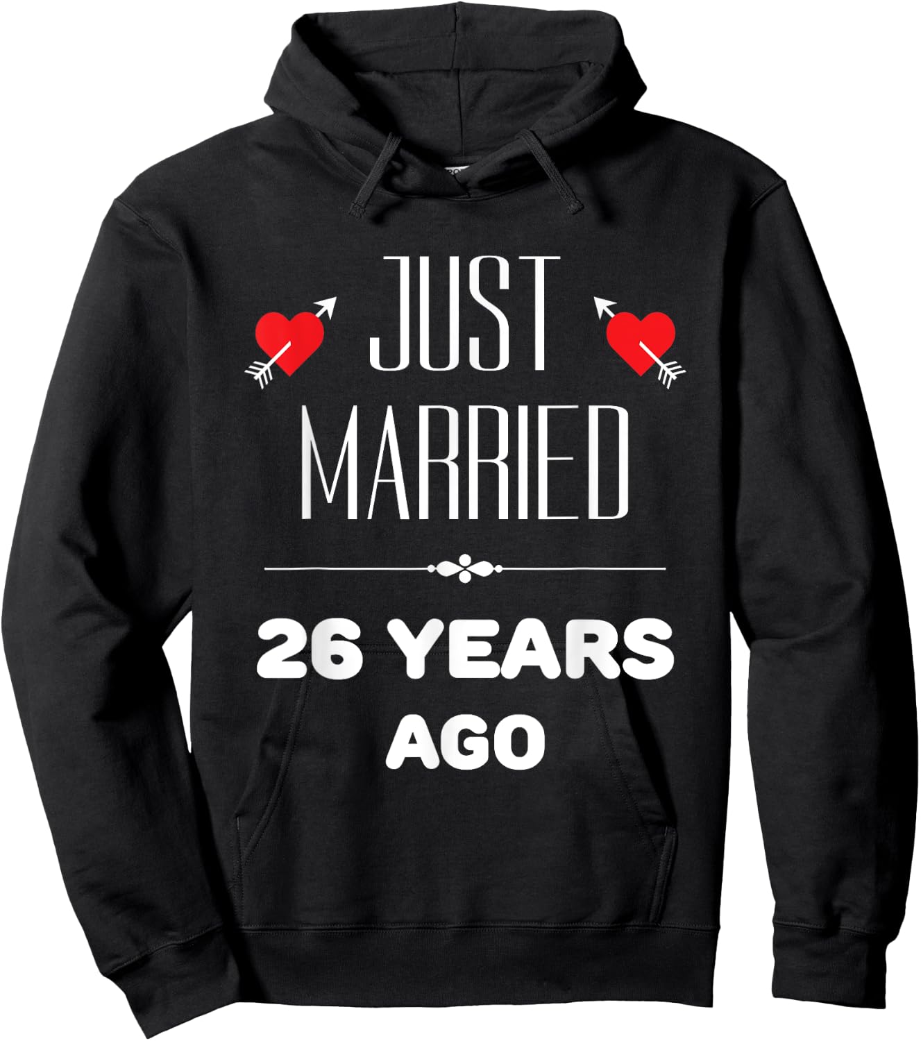 26th Year Wedding Anniversary With Loving Hearts Hoodie - Hoodie | Black