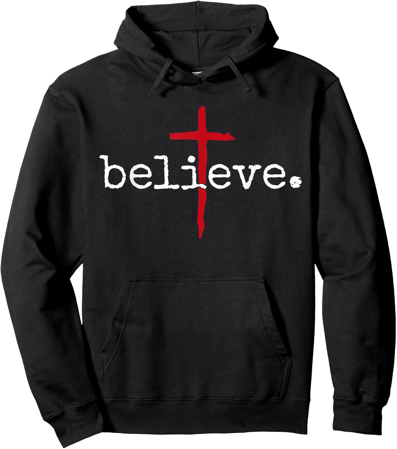Believe in Cross Christian Saying Hoodie - Hoodie | Black