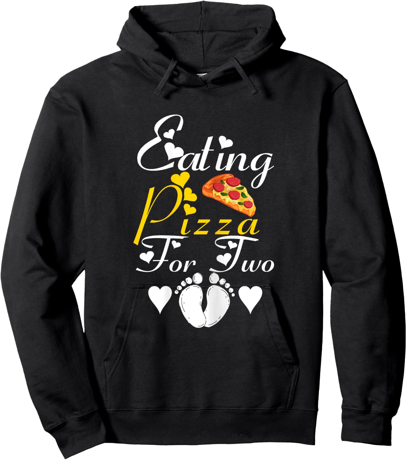 Eating Pizza For Two Funny Pregnancy Announcement Hoodie - Hoodie | Black