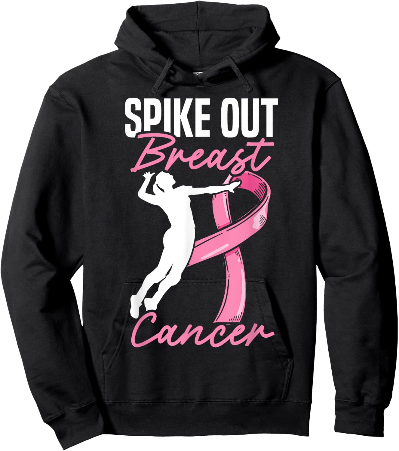 Spike Out Breast Cancer Volleyball Breast Cancer Awareness Hoodie - Hoodie | Black