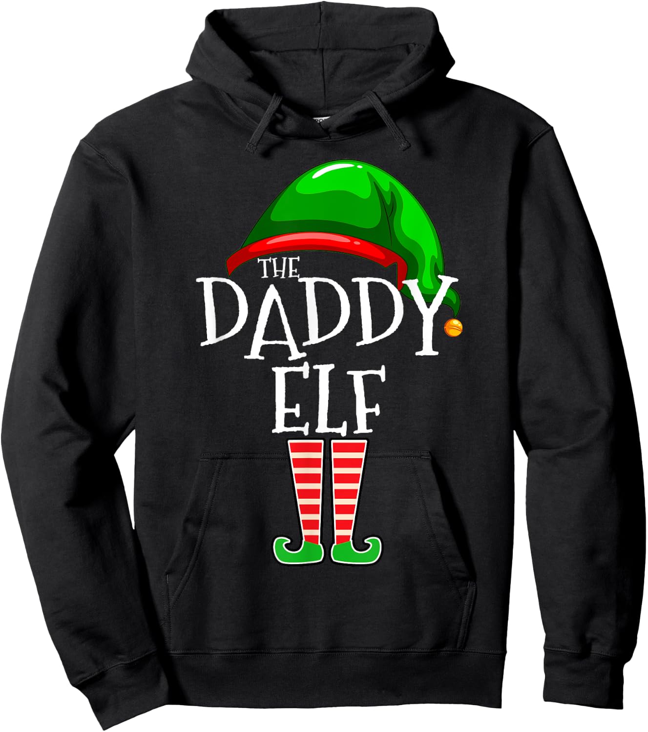 Daddy Elf Family Matching Group Christmas Hoodie - Hoodie | Black