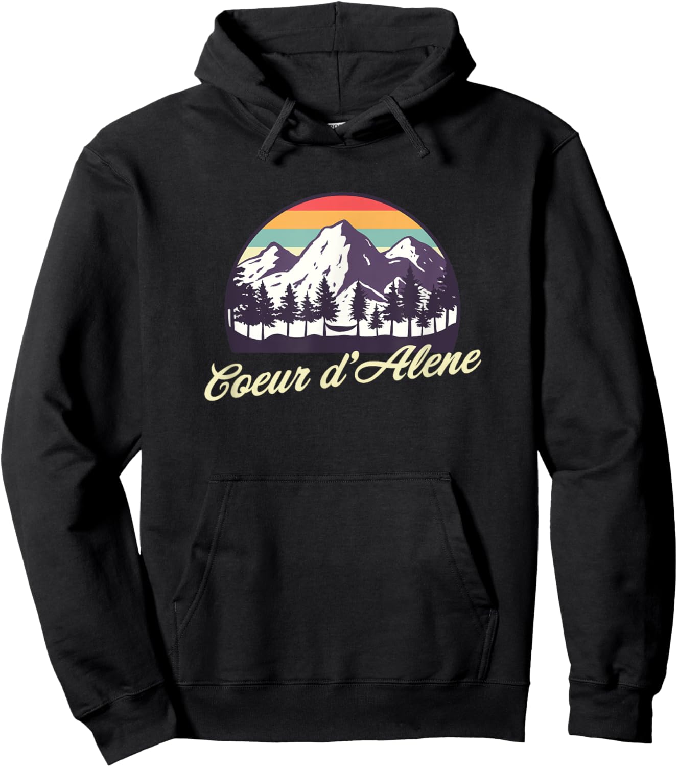 Retro Coeur d’Alene Idaho Vintage Outdoors Hoodie - Hoodie | Black