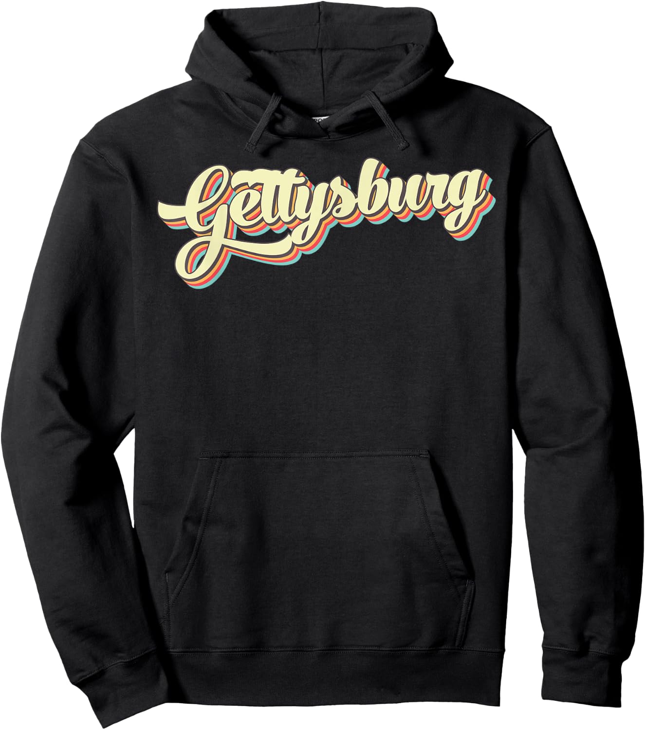 Gettysburg Retro Art Baseball Font Vintage Hoodie - Hoodie | Black