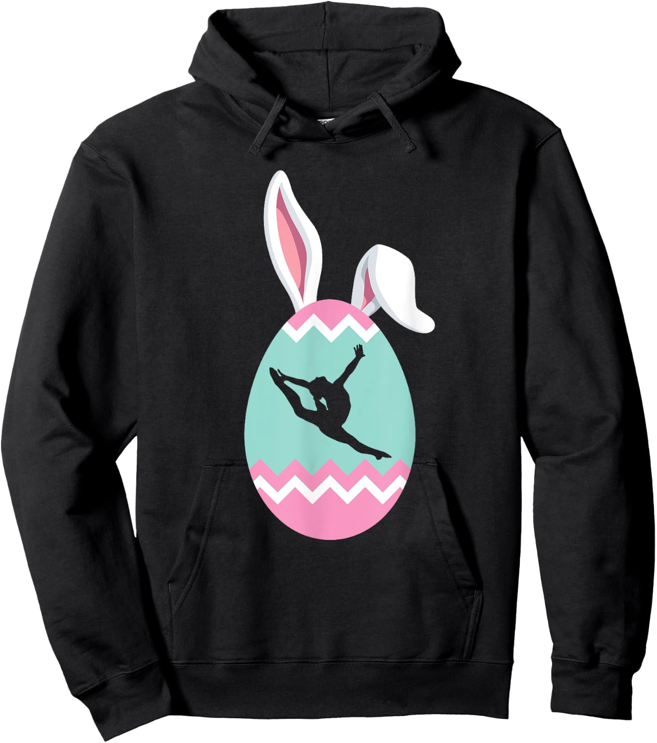 Eggcellent Gymnast Easter Egg Bunny Ears Hoodie - Hoodie | Black