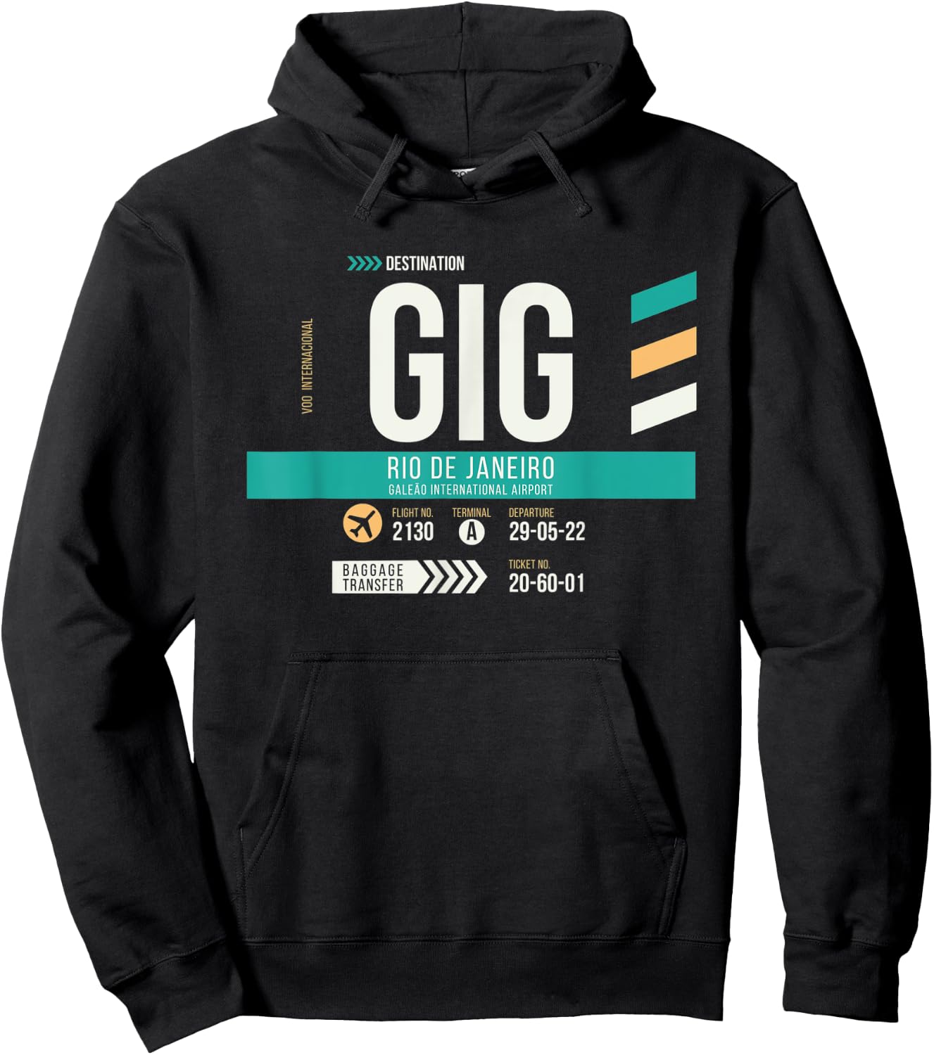 Vintage Rio GIG Airport Code Retro Travel Day Brazil Hoodie - Hoodie | Black