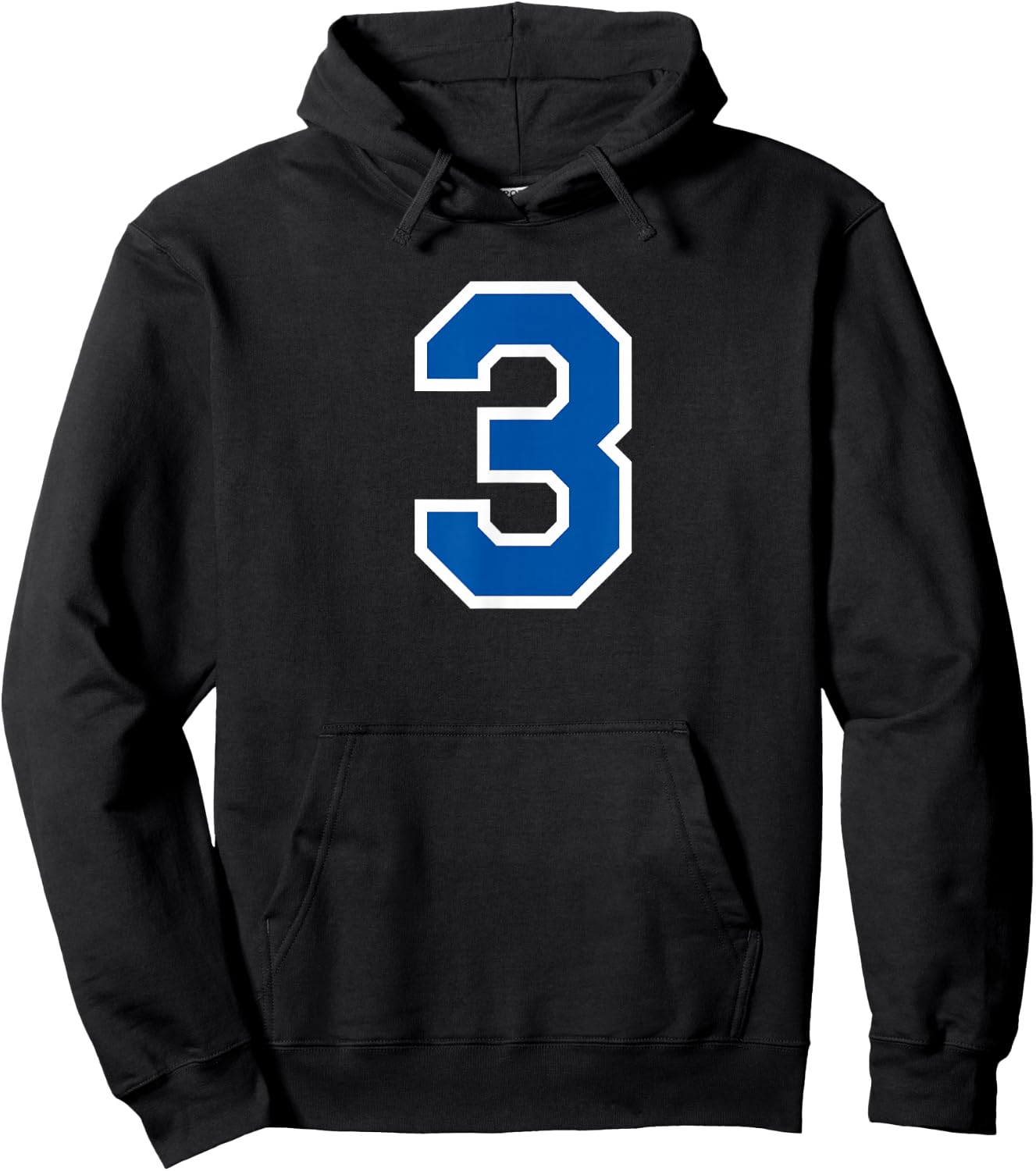 White Blue Sports Team Number #3 Hoodie - Hoodie | Black
