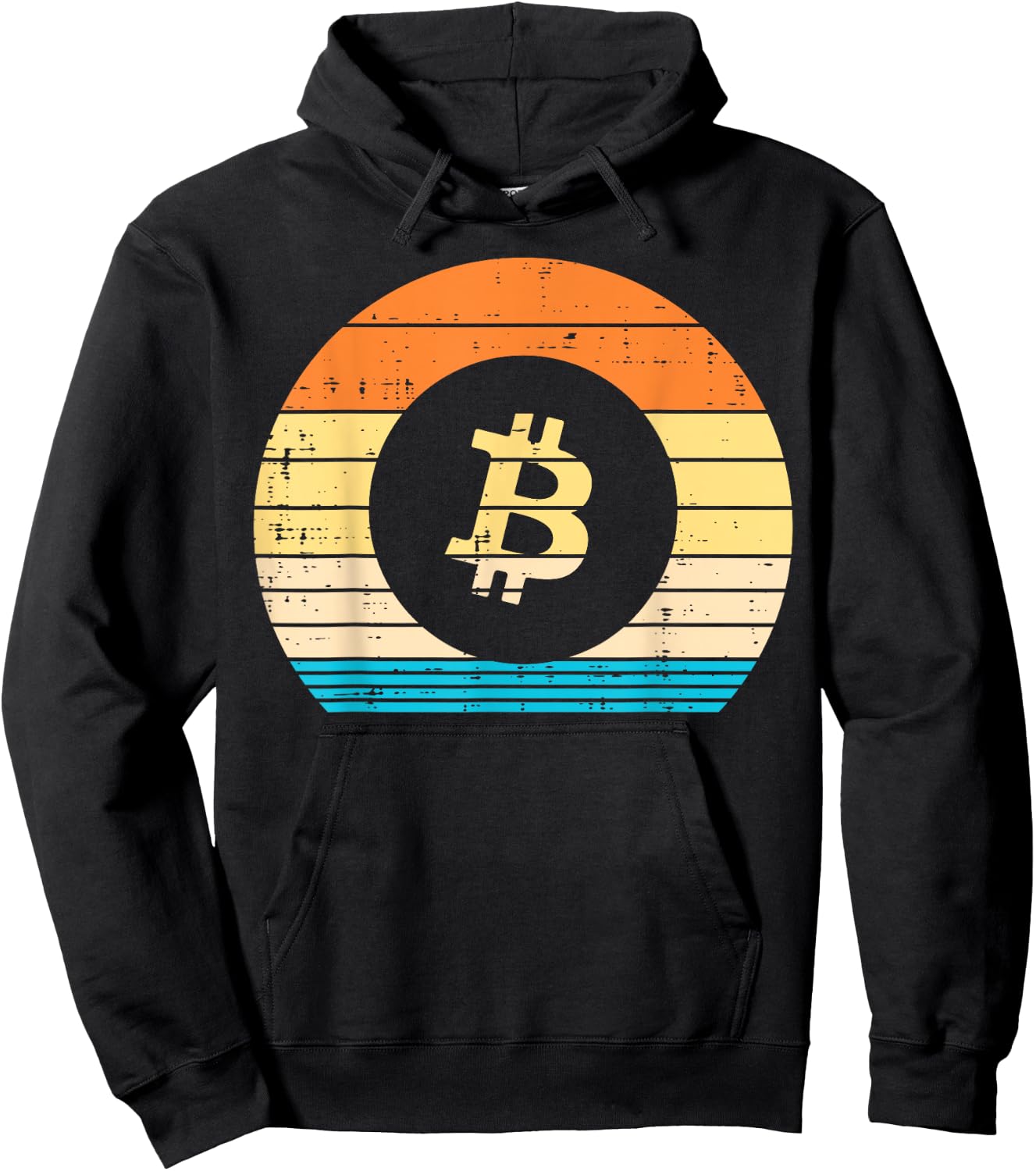 Bitcoin Sunset Retro BTC Crypto Cryptocurrency Men Women Hoodie - Hoodie | Black