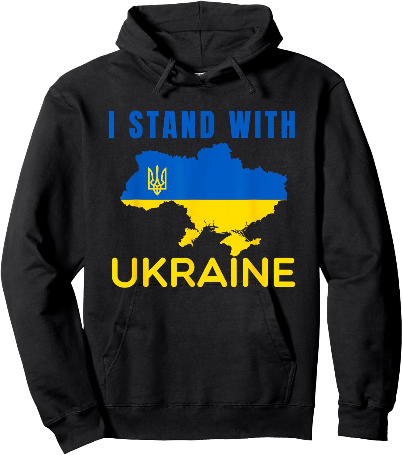 I stand with Ukraine flag emblem map patriot Hoodie - Hoodie | Black