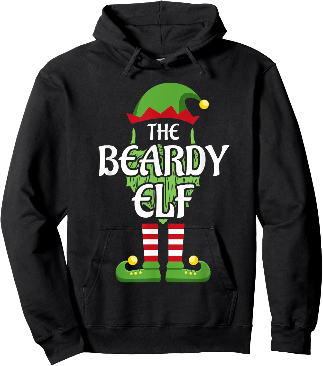 Beardy Elf Family Matching Group Christmas Hoodie - Hoodie | Black