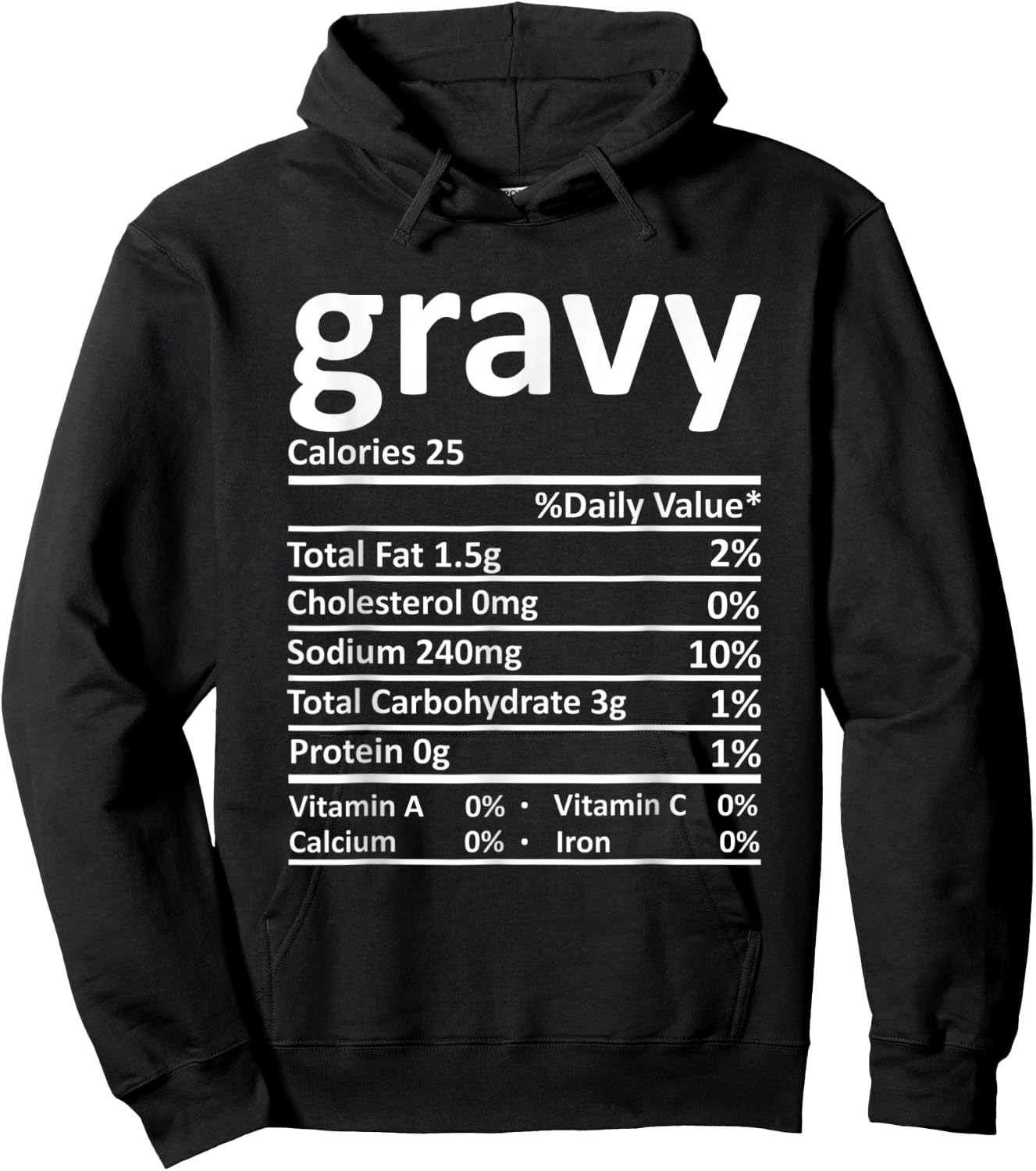 Gravy Nutrition Facts Funny Thanksgiving Christmas Food Hoodie - Hoodie | Black