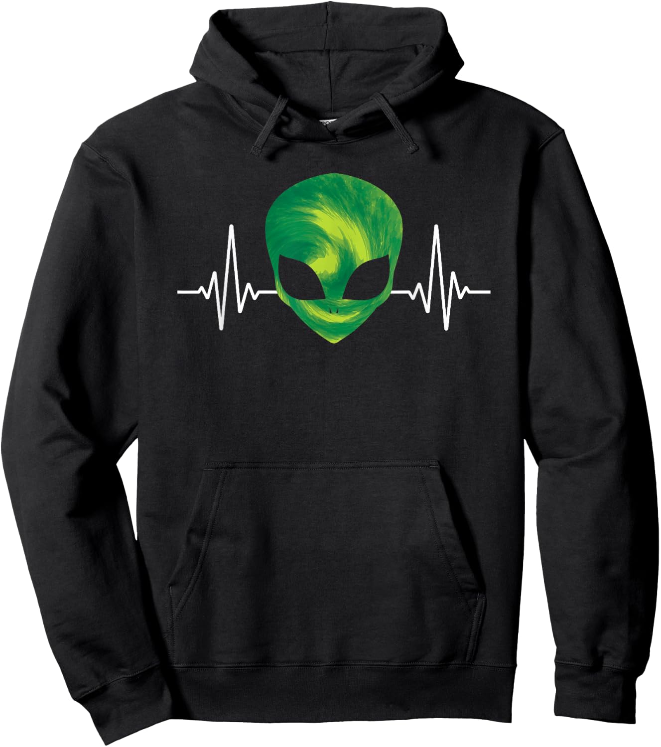 Alien Head Heartbeat Extraterrestrial Space UFO Alien Hoodie - Hoodie | Black