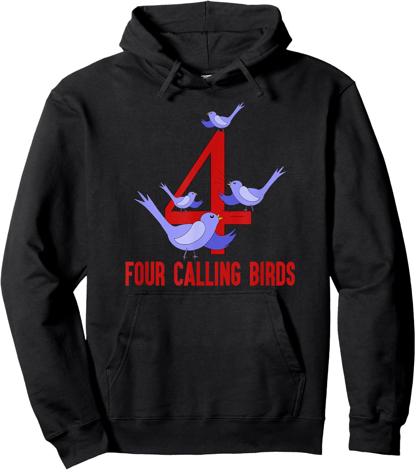 Four Calling Birds Song 12 Days Christmas Hoodie - Hoodie | Black