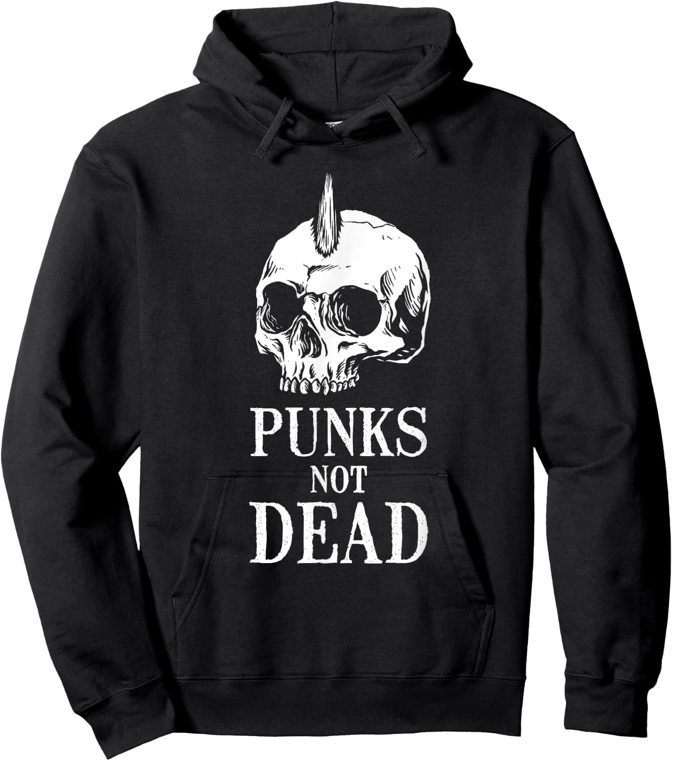 Punks Not Dead Skeleton Skull Heavy Metal Rock Music Band Hoodie - Hoodie | Black