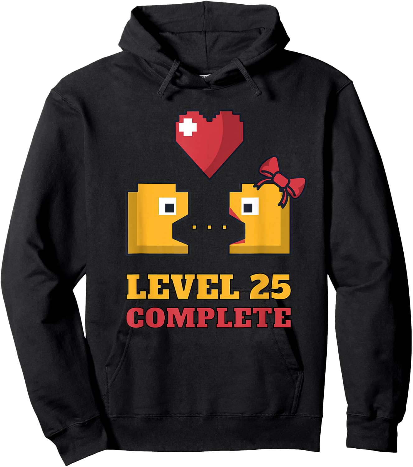 Funny Gamers Level 25 Complete 25th Wedding Anniversary Hoodie - Hoodie | Black