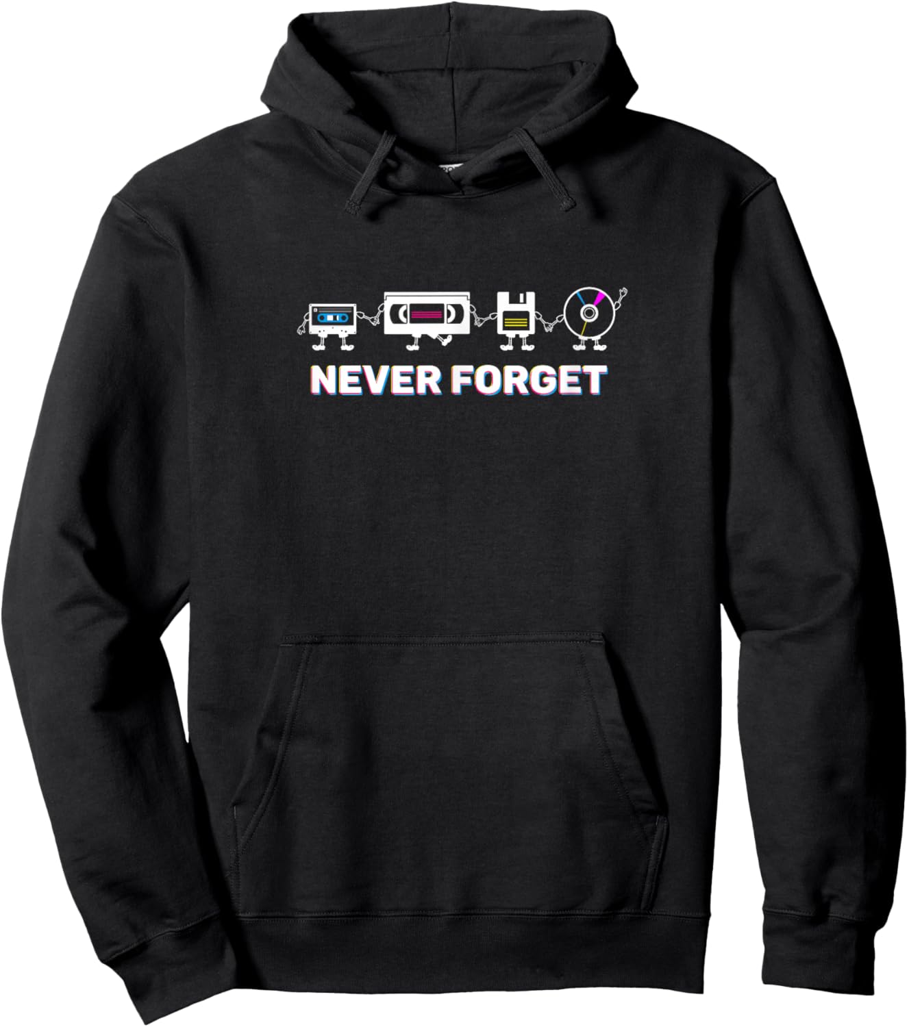 Never Forget Retro t shirt from 80s, 90s, or 2000s Hoodie - Hoodie | Black