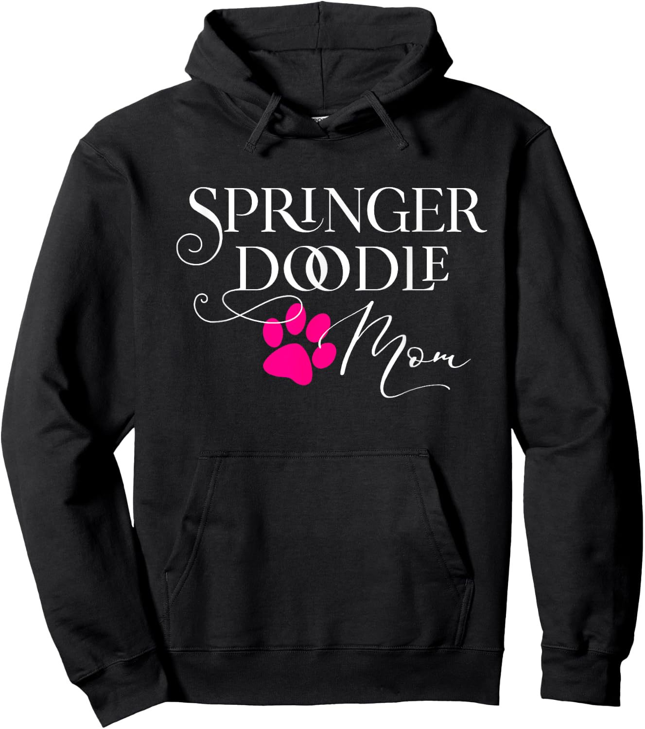 Springerdoodle Mom Pink Dog Paw Hoodie - Hoodie | Black