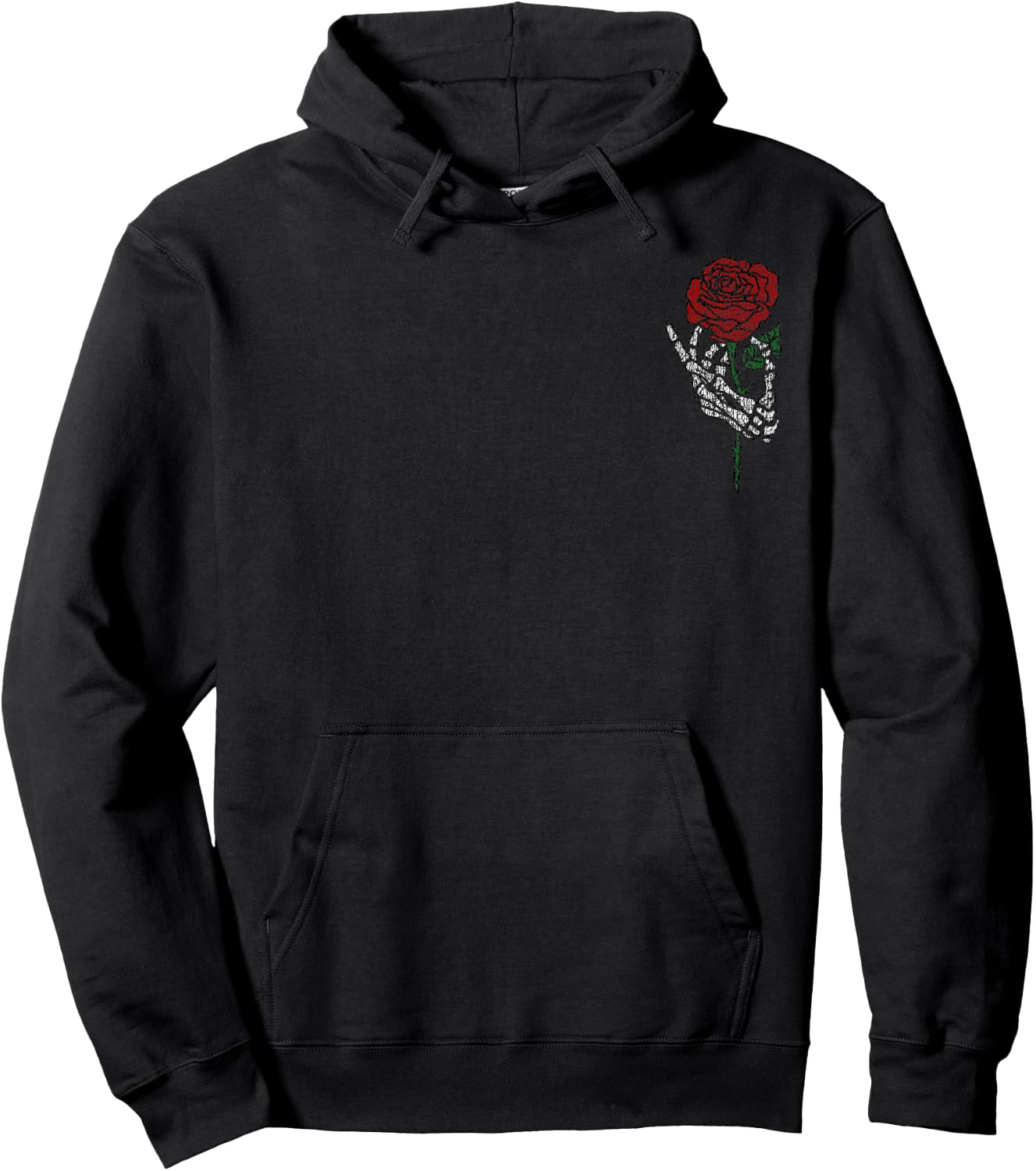 Skeleton Hand Holding Rose Shirt, Tattoo Shirts, Vintage Hoodie - Hoodie | Black