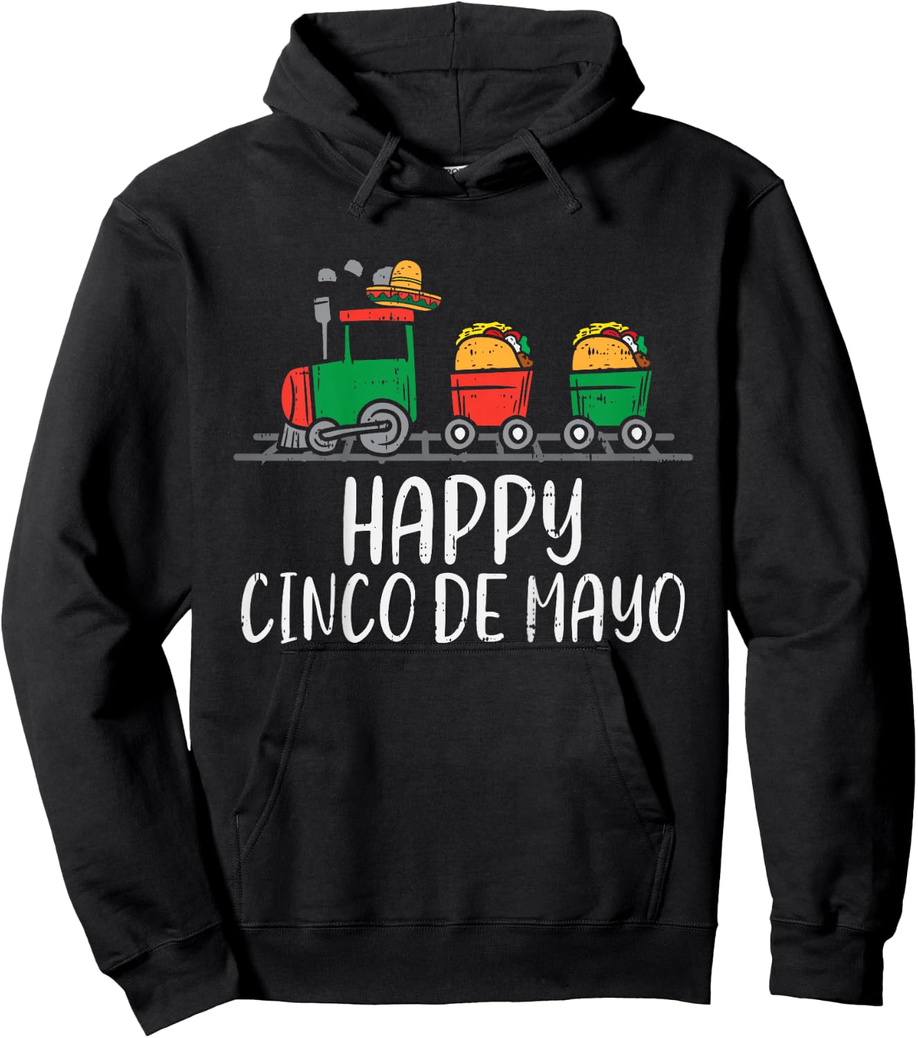Kids Happy Cinco De Mayo Mexican Tacos Train Toddler Boys Kids Hoodie - Hoodie | Black