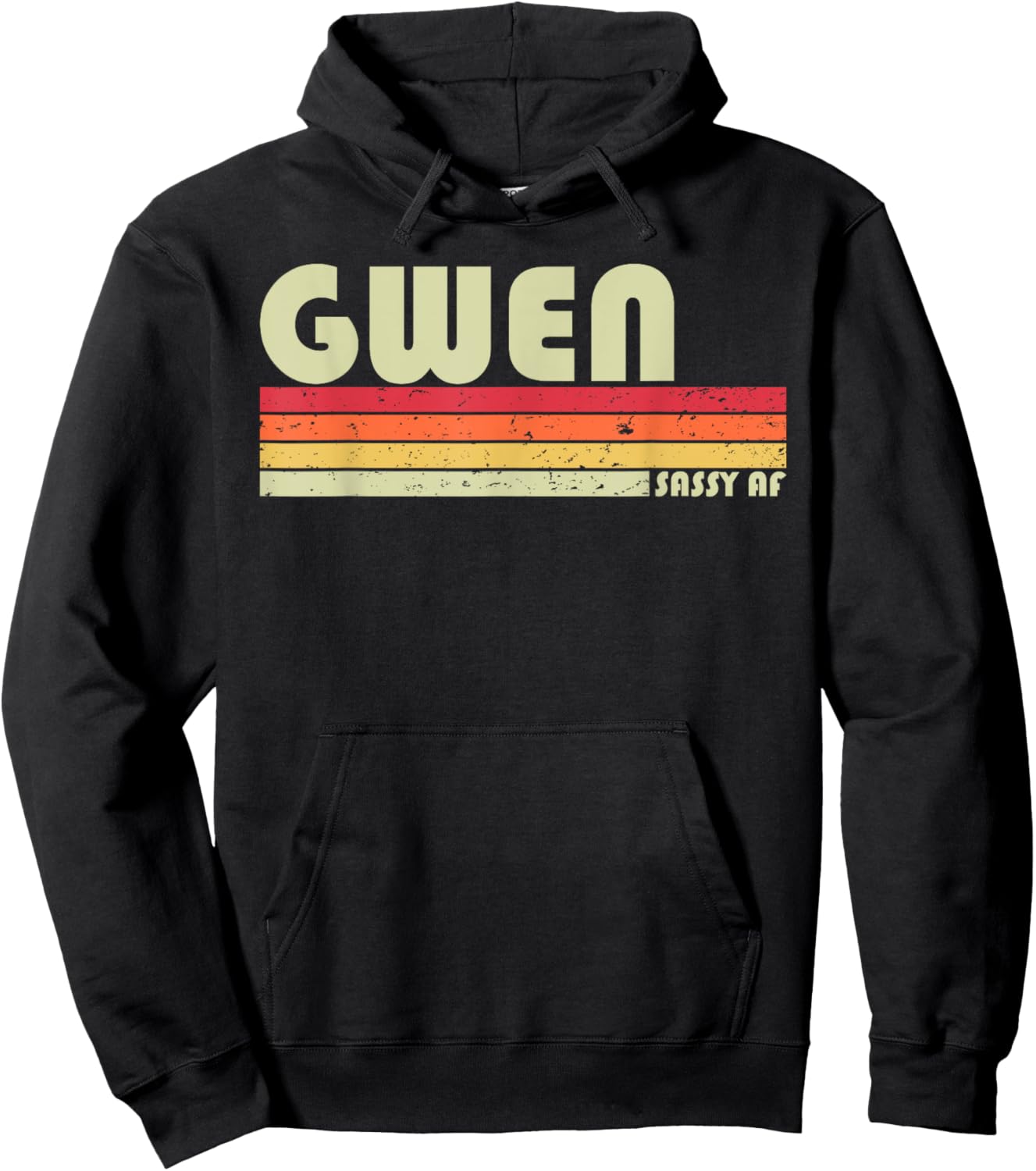 GWEN Gift Name Personalized Retro Vintage 80s 90s Birthday Hoodie - Hoodie | Black