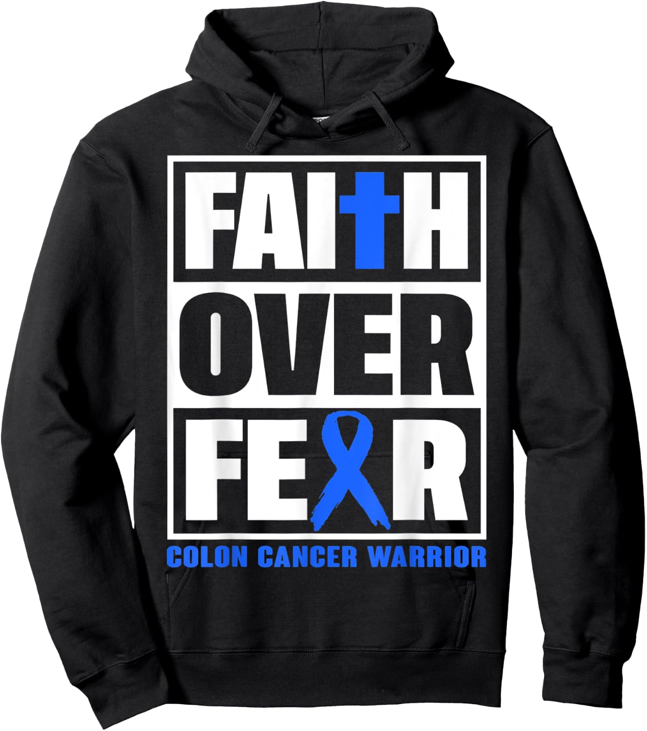 Faith Colon Cancer Awareness Over Fear Christian Hoodie - Hoodie | Black