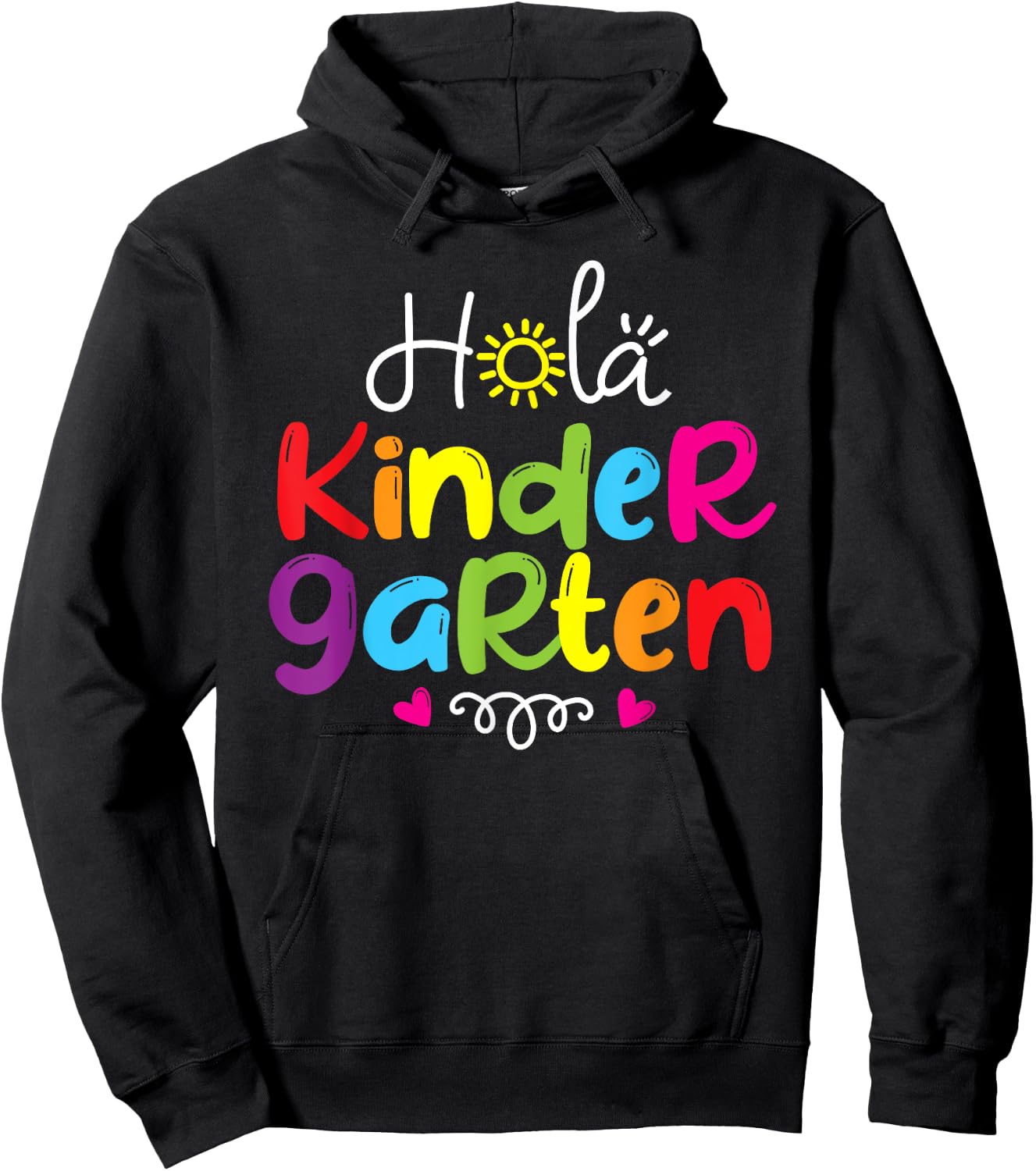 Hola Kindergarten Shirt Spanish Teacher Kids Back to School Hoodie - Hoodie | Black
