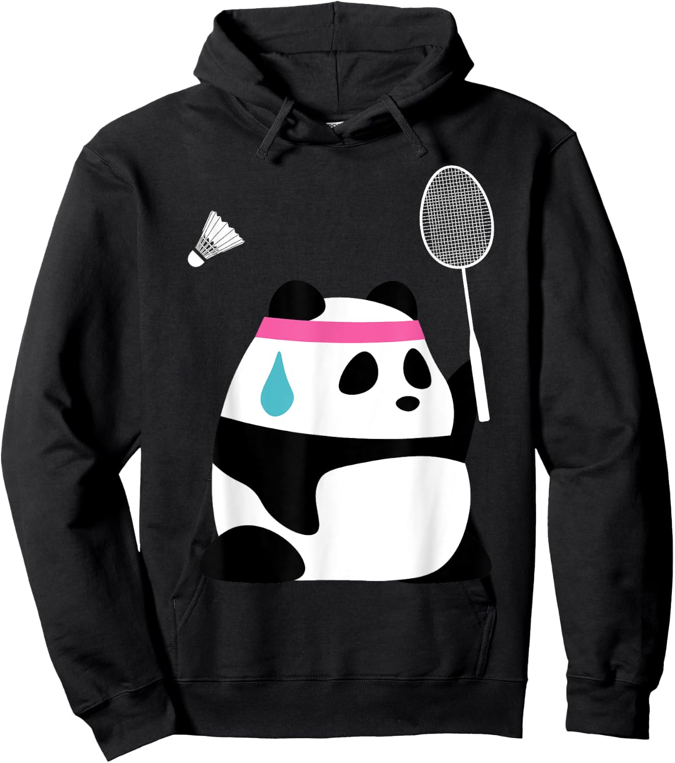 Exhausted Badminton Panda - Funny Cute Shuttlecock Animal Hoodie - Hoodie | Black
