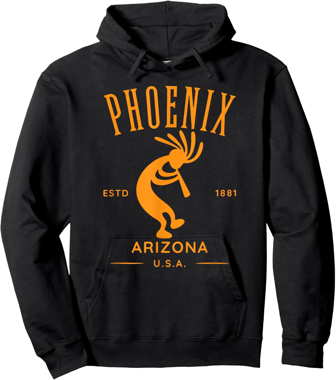 Phoenix Arizona Dancing Kokopelli Design Hoodie - Hoodie | Black
