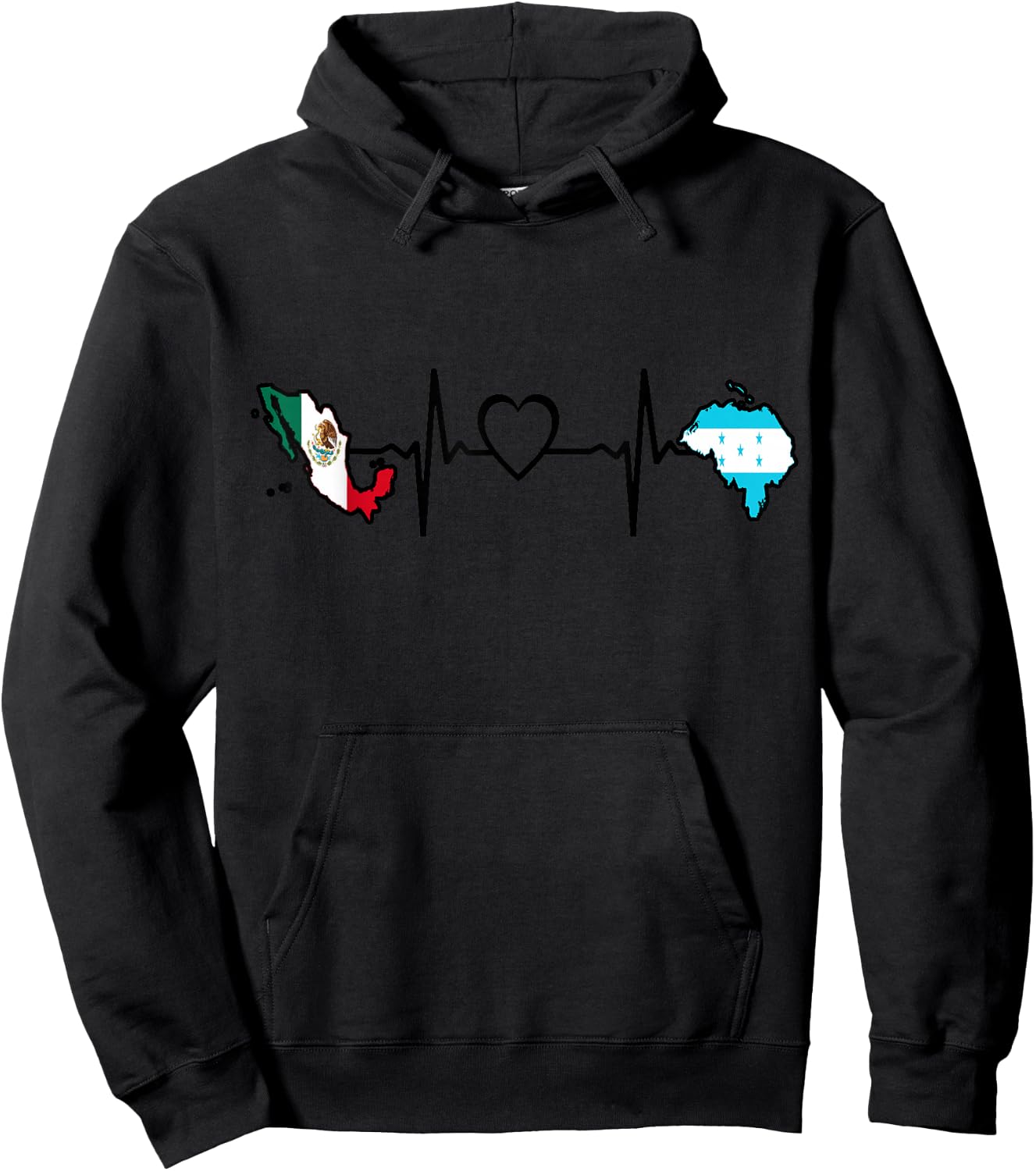 Mexico Honduras Flag - Mexican Honduran Heartbeat Hoodie - Hoodie | Black