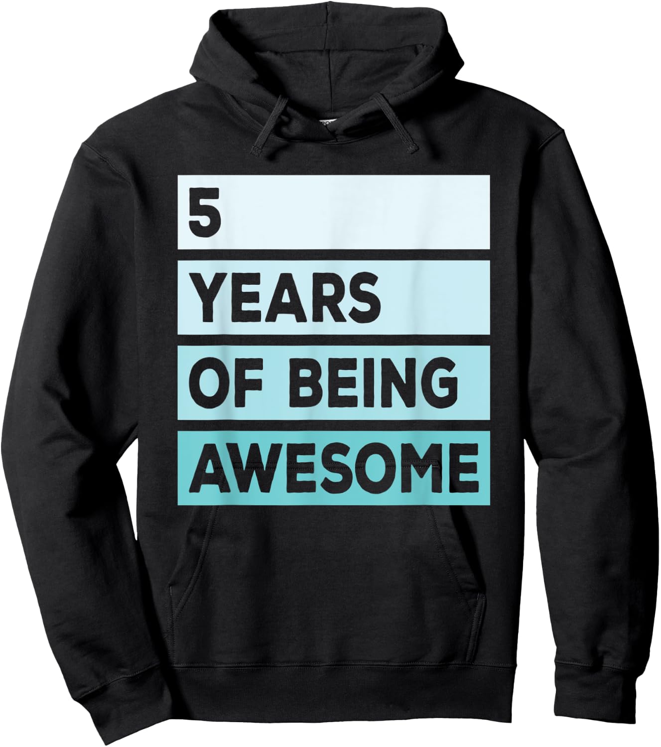 Cute 5 Years Of Being Awesome 5th Birthday Turquoise Stripes Hoodie - Hoodie | Black