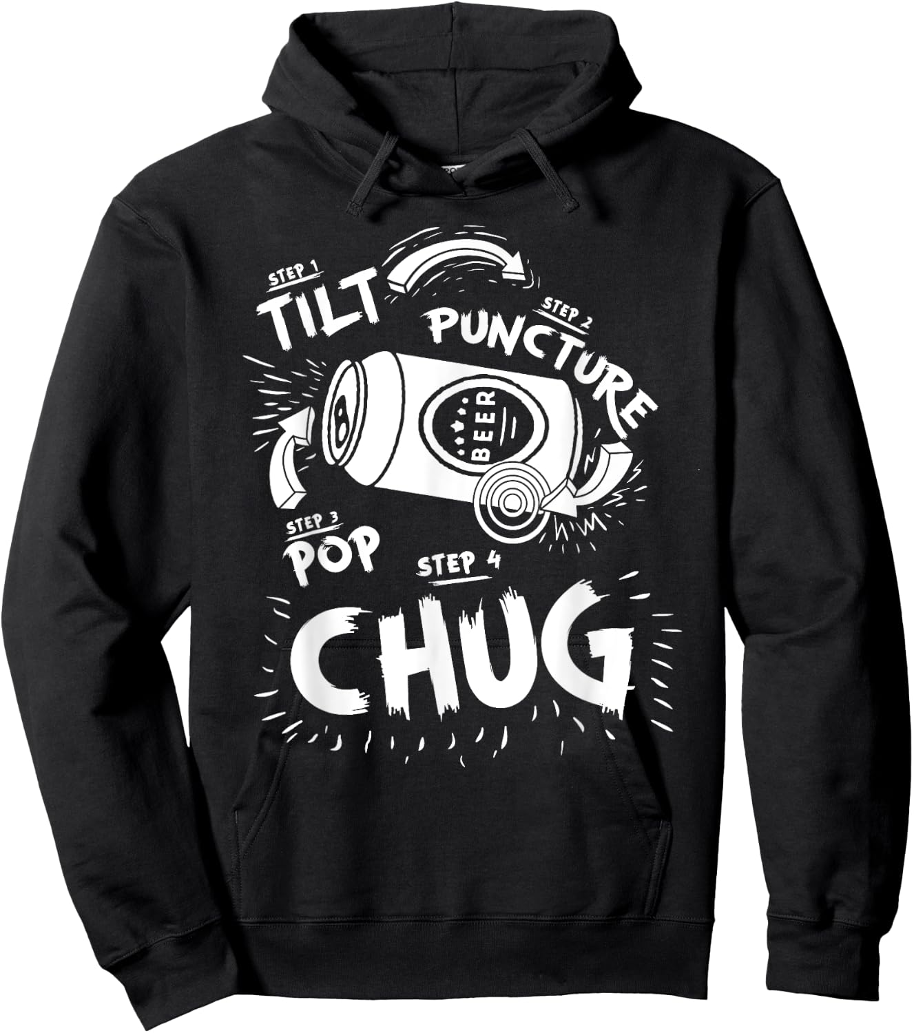 Tilt Puncture Pop Chug Funny Shotgun Beer Basics Diagram Hoodie - Hoodie | Black