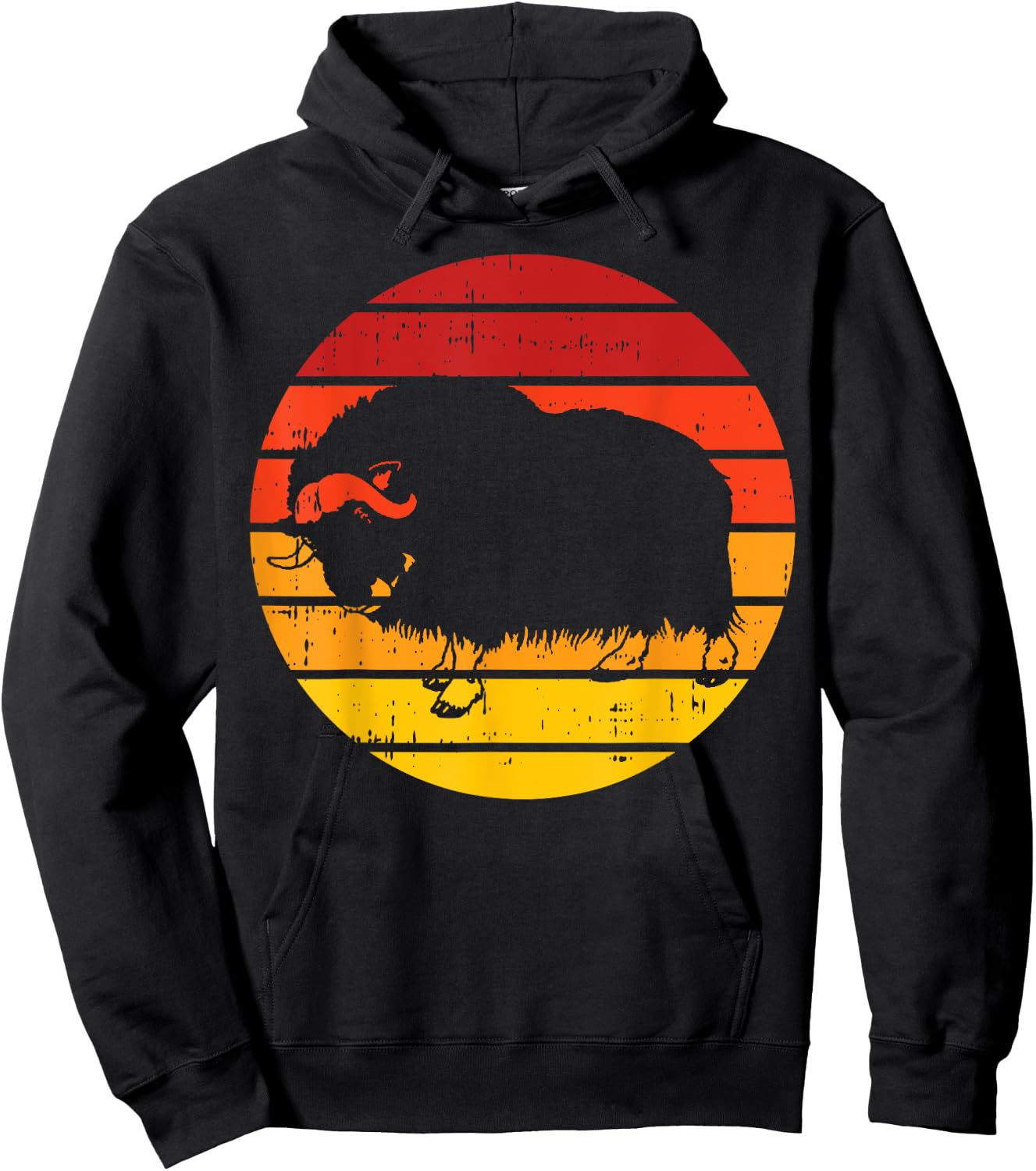 Retro Musk Ox Hoodie - Hoodie | Black