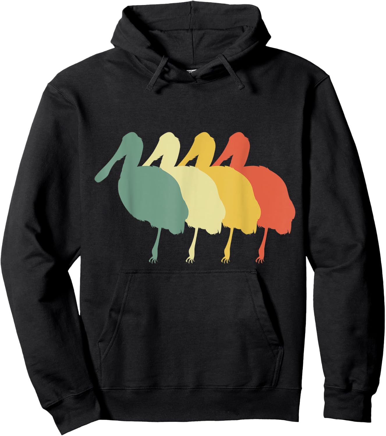 Retro Roseate Bird Vintage Roseate Bird Silhouette Bird Hoodie - Hoodie | Black
