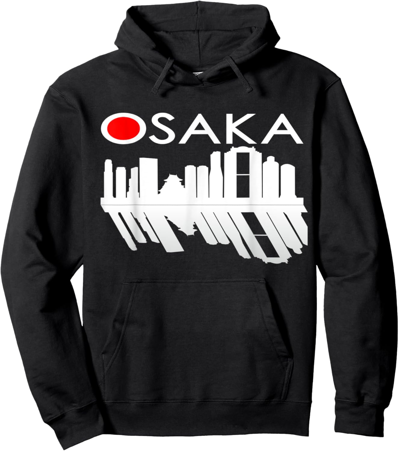 Osaka Japan Skyline & Reflection of Building, Tower Hoodie - Hoodie | Black