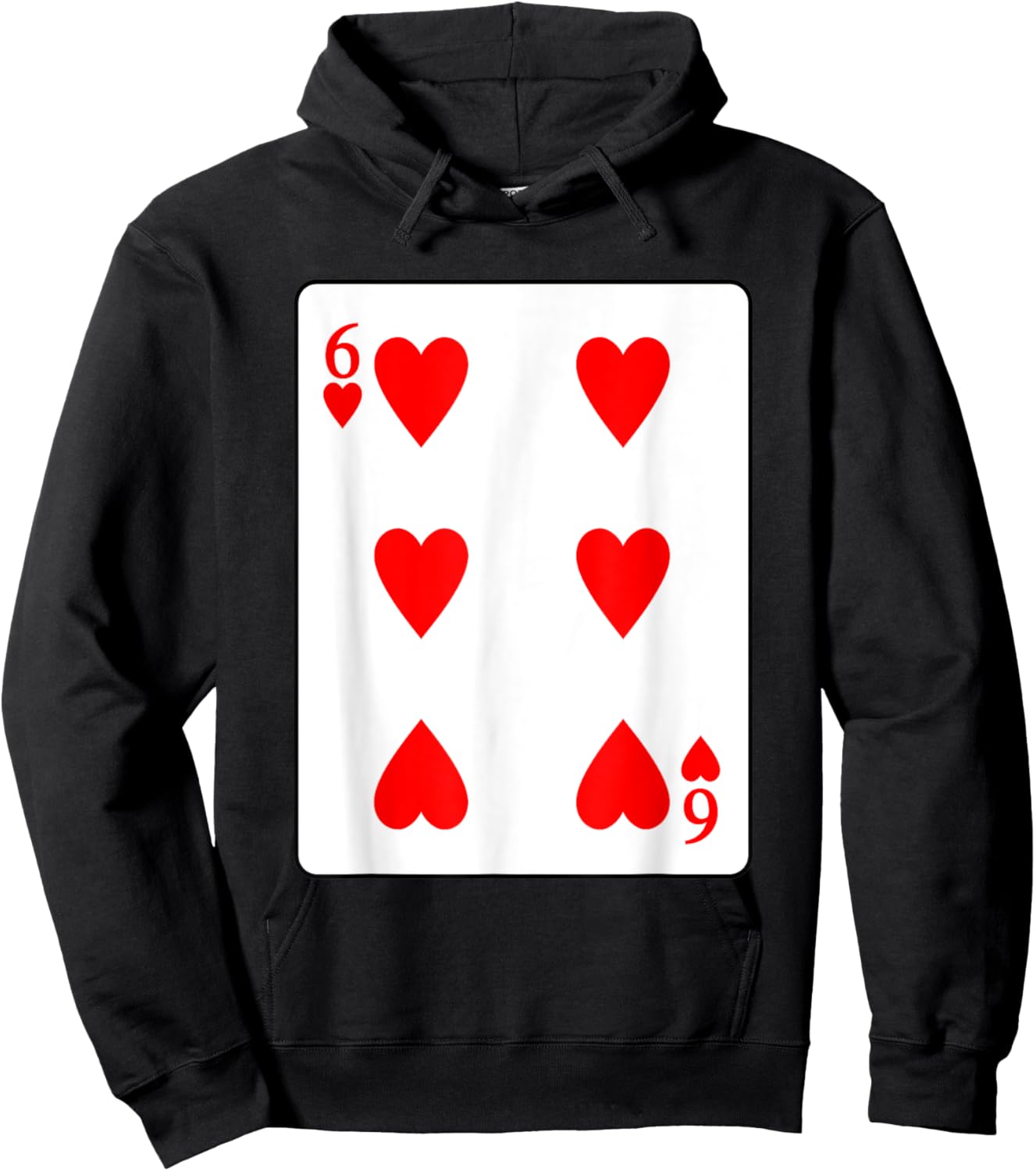 Six Of Hearts Playing Card Valentine Costume Hoodie - Hoodie | Black