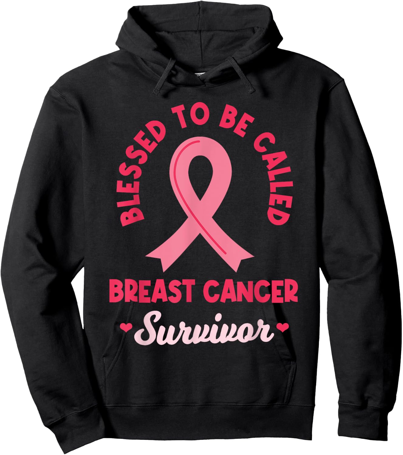 Breast Cancer Survivor Warrior Pink Ribbon Awareness Month Hoodie - Hoodie | Black