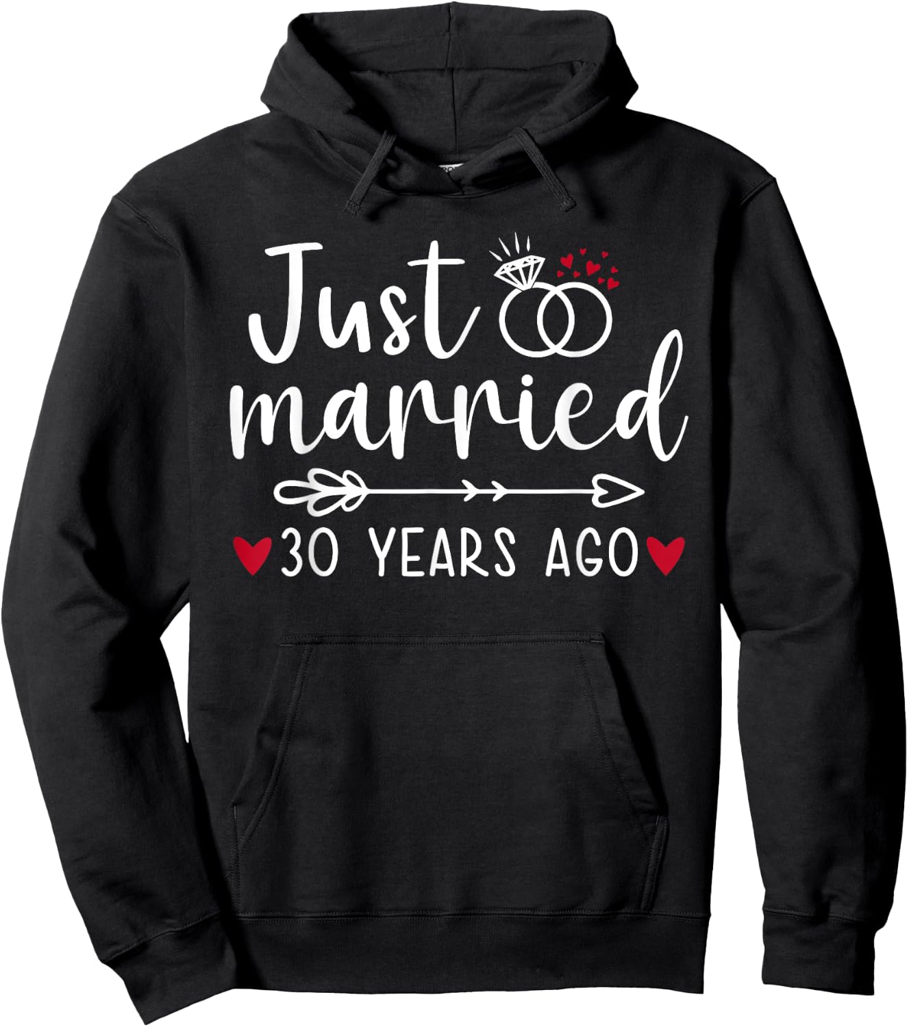 Just Married Couples Funny Husband Wife 30th Anniversary Hoodie - Hoodie | Black