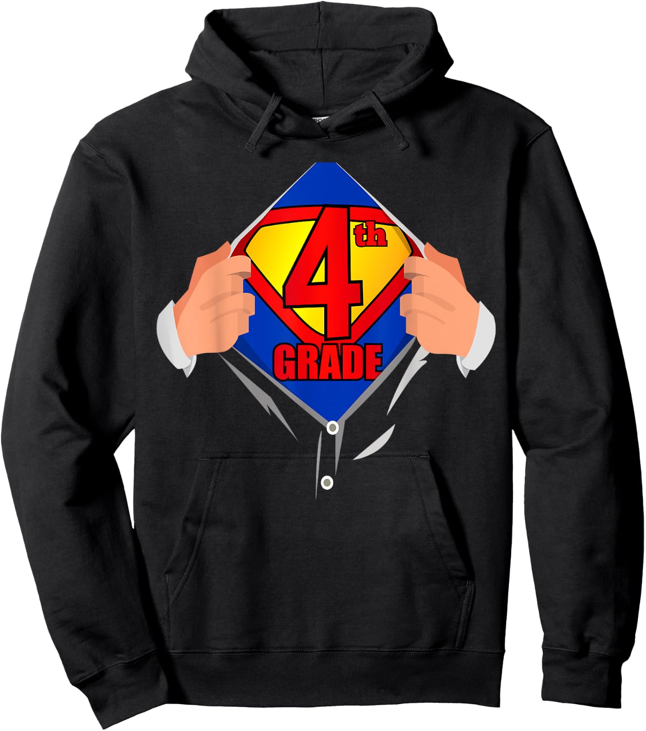 Teachers Are Superheroes 4th Grade Super Teacher Staff Gift Men Women Hoodie - Hoodie | Black