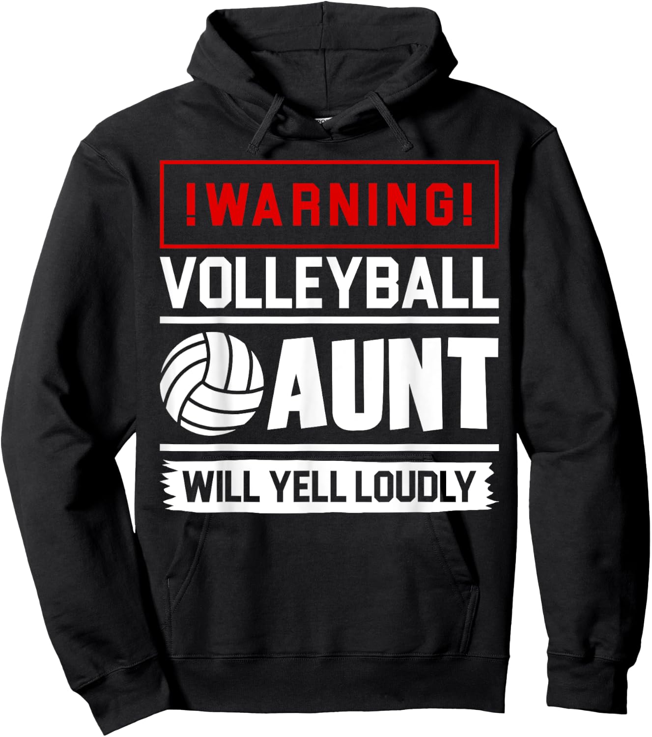 Proud Volleyball Aunt Funny Biggest Fan Will Yell Loudly Hoodie - Hoodie | Black