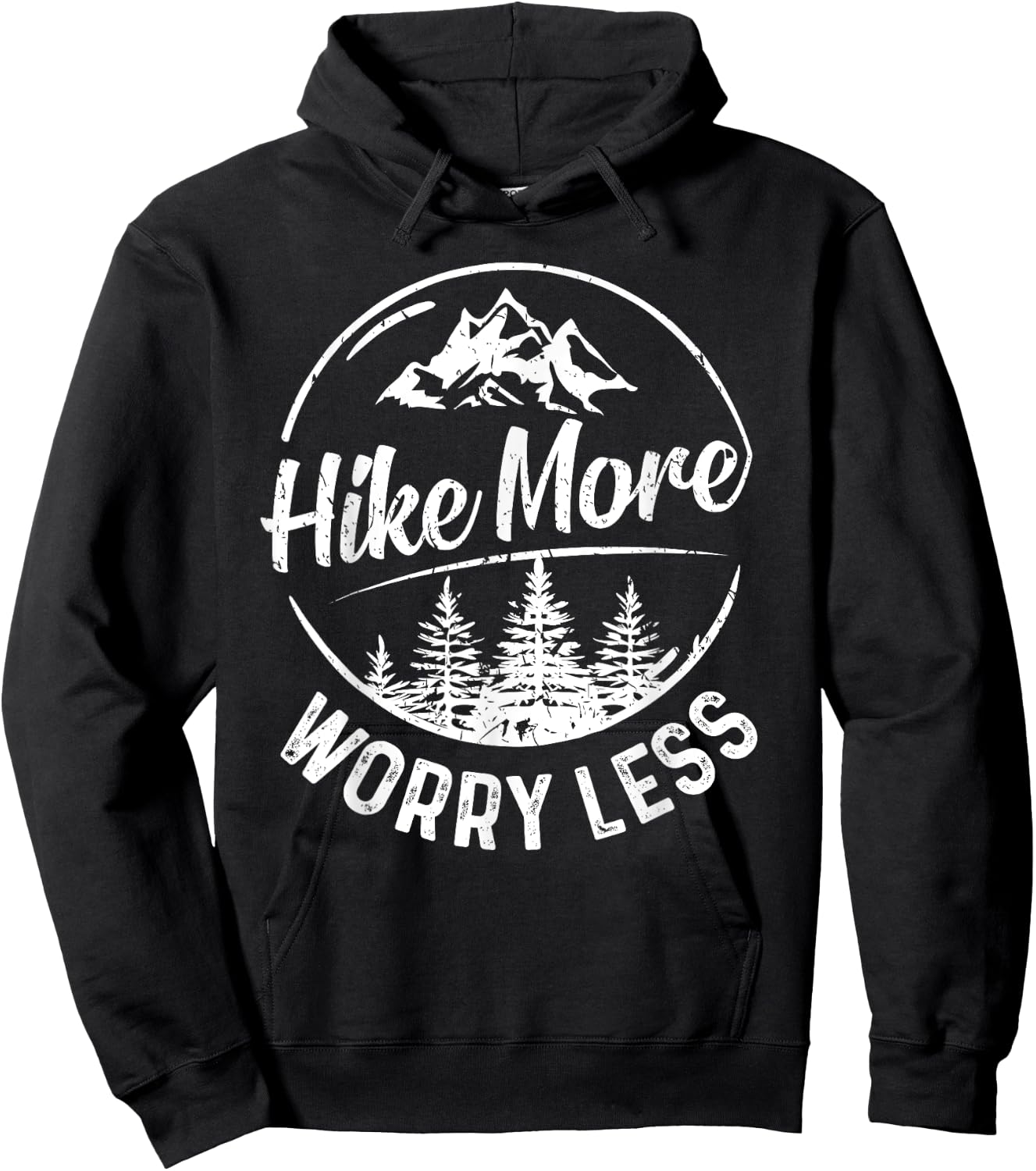 Hike More Worry Less Shirt Funny Hiking Camping Lovers Hiker Hoodie - Hoodie | Black